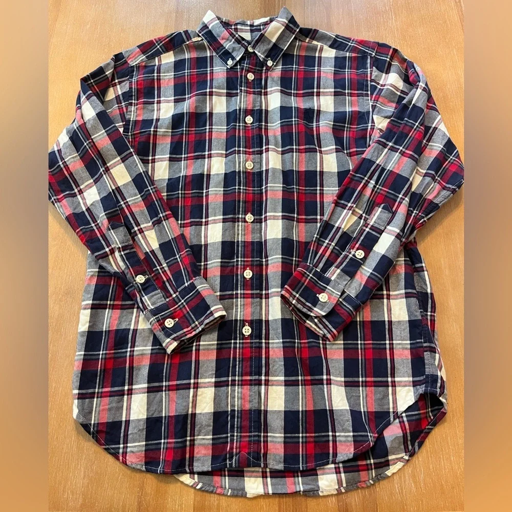 Ralph Lauren Boys Plaid Button Down Shirt - Navy/Red/White - Size M (10-12)